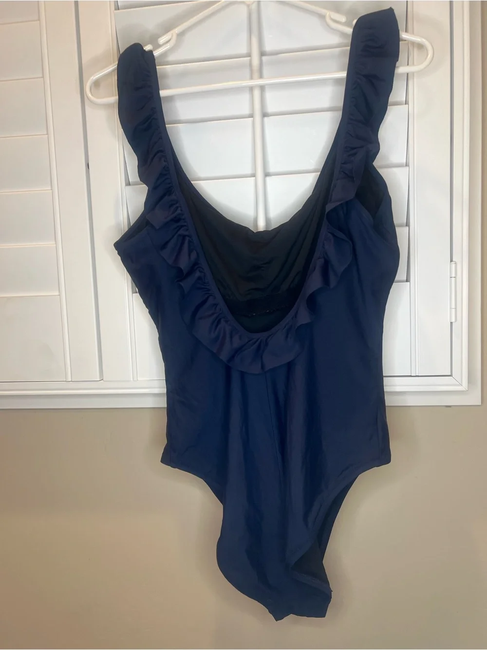 Women’s JCrew Navy Ruffle-Trim One-Piece Swimsuit size 16